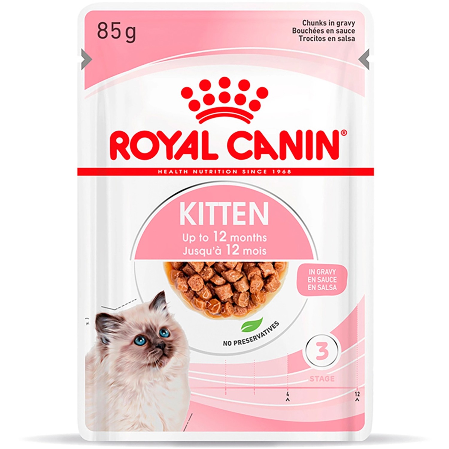 Royal Canin Kitten cibo umido in salsa, busta da 85g per gattini.