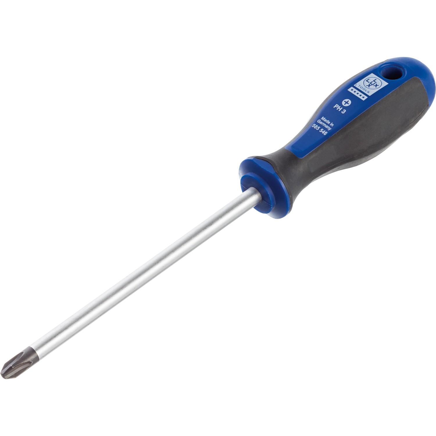 Cacciavite LUX Comfort PH3, 150 mm, con manico blu e nero.