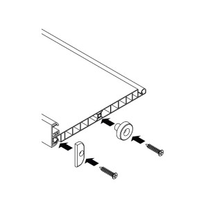 Montaggio porta a soffietto: Dettaglio del fissaggio con viti e accessori.