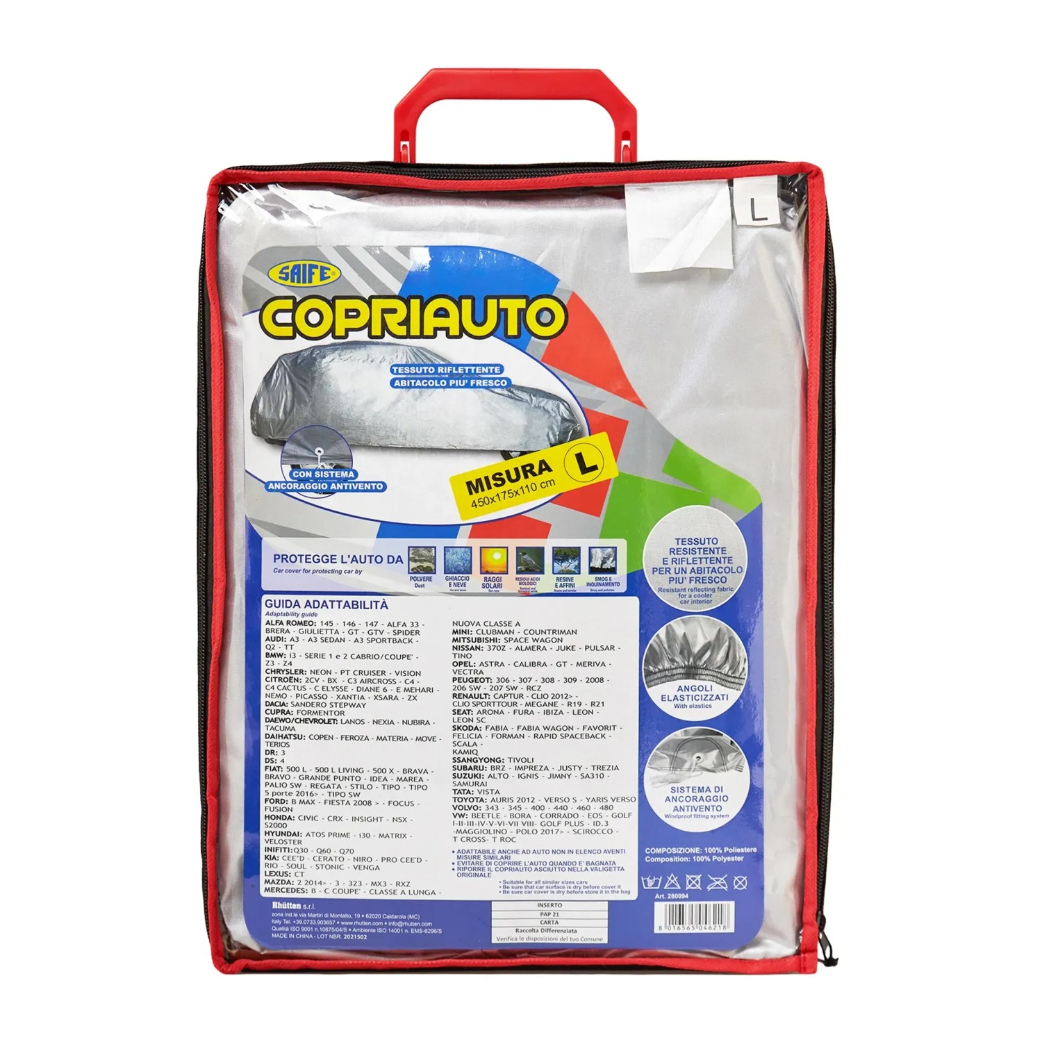 t.b.t. Copriauto in sacca, protezione antigelo e intemperie.