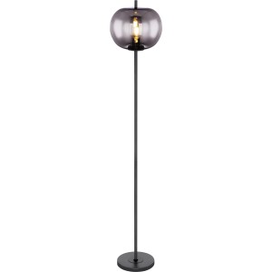 Lampada da terra nera Globo Blacky con vetro fumé per interni.