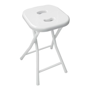 Sgabello da bagno pieghevole bianco.