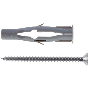 Tassello grigio e vite per fissaggi. Tasselli.