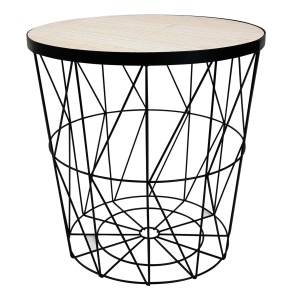 Tavolino contenitore kaori con top in mdf Ø 38X40 cm nero