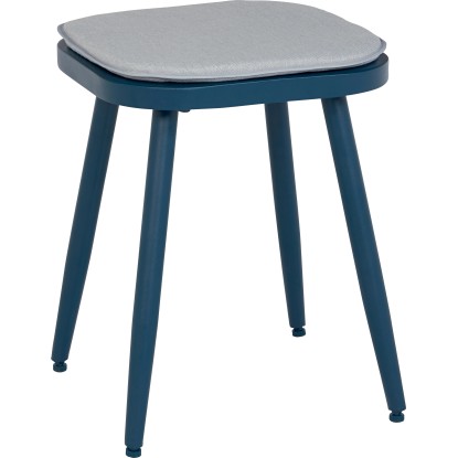 Sgabello in acciaio con cuscino blu