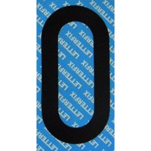 Cifra nera 0 (zero) per numeri civici su sfondo blu.