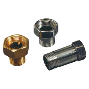 Vari connettori per tubi di rame t.b.t. in oro e argento.