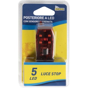 Luce posteriore per bici t.b.t. con 5 LED per maggiore sicurezza.