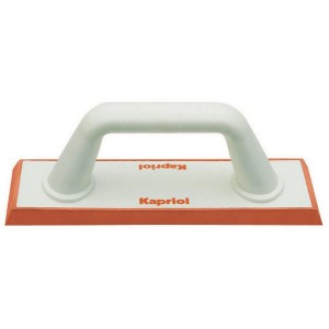 Sponda Kapriol con manico bianco e spugna arancione per lavori di muratura e piastrellatura.