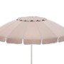 Ombrellone da balcone beige con bordo bianco, ideale per piccoli spazi esterni.
