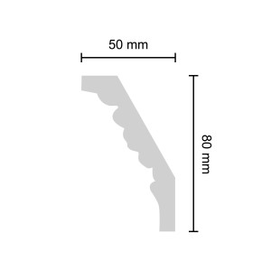 Profilo decorativo Decosa Gracia, 50x80mm, bianco, per decorare soffitti e pareti.