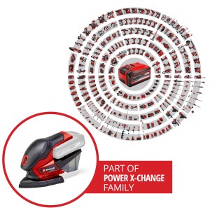 Levigatrice multifunzione a batteria Einhell TE-OS 18/150 Solo, parte della famiglia Power X-Change.