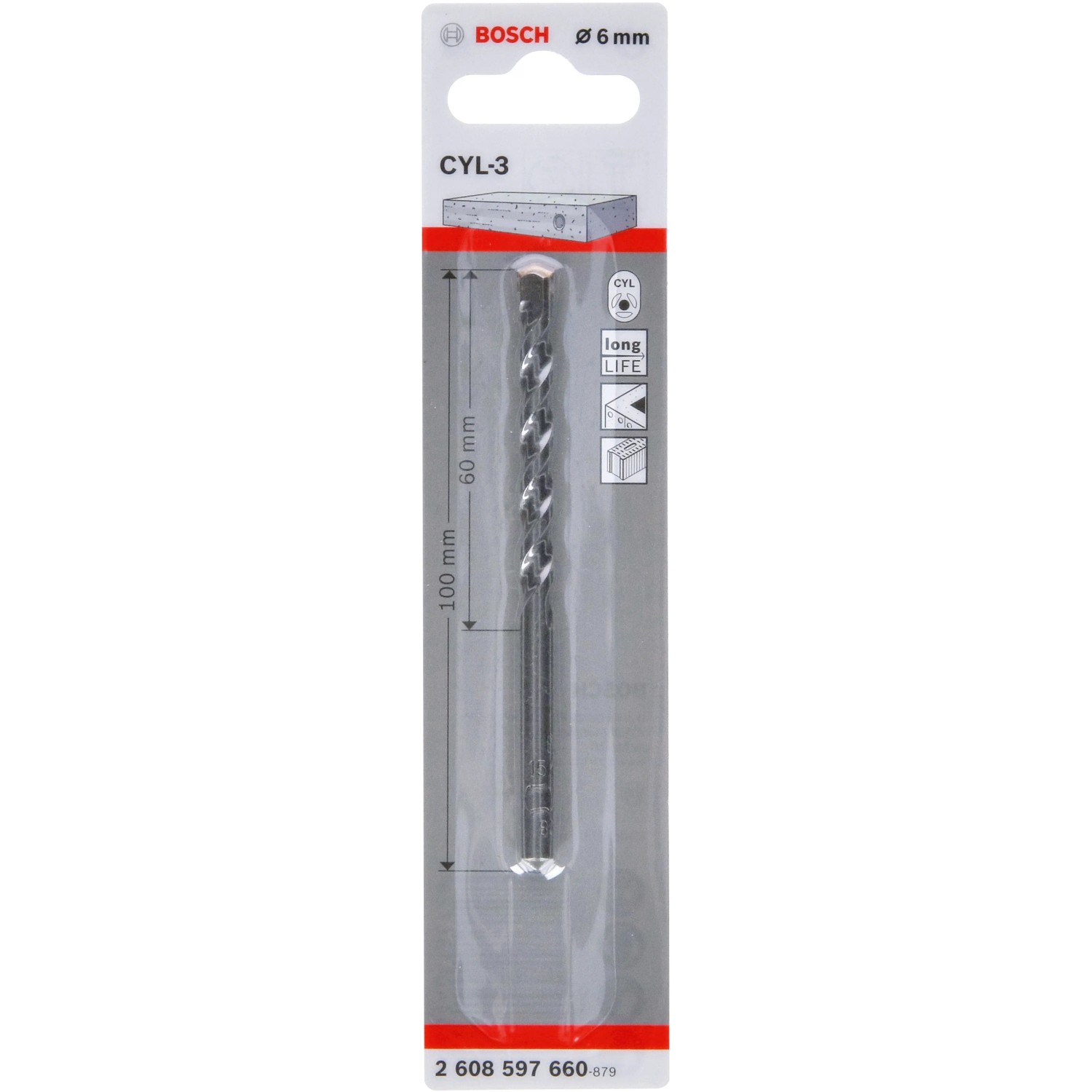 Punta da trapano per cemento Bosch CYL-3, 5,5 mm, nella confezione. Adatta per cemento, muratura e pietra calcarea.