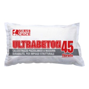 Sacco di Ultrabeton 45 Fibrato, malta cementizia per lavori strutturali.