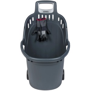Stefanplast carrello da giardino, 60 l, antracite. Carrello da giardino con ruote e maniglia. Guanti da giardinaggio inclusi.