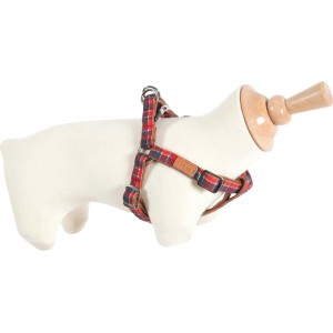 Pettorina per cani t.b.t. con motivo a quadri rosso e blu su manichino.