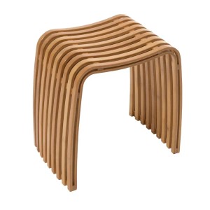 Sgabello da bagno in bamboo naturale 46x31x46 cm