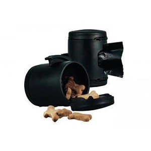 Flexi Multibox Nero, contenitore per sacchetti igienici e snack per cani, 7xø5cm.