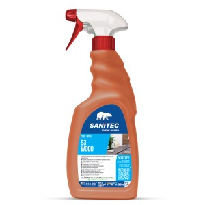 Sanitec S3 Wood detergente, flacone spray per superfici in legno. Prodotto per la pulizia della casa.