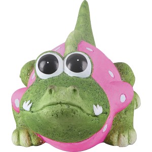 Coccodrillo ragazza sdraiato come figura decorativa per giardino o interni, 16 cm di altezza.