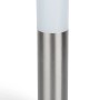Moderna lampada da giardino t.b.t. in acciaio inox con paralume cilindrico.