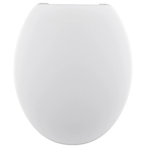 Sedile WC bianco t.b.t. per WC standard.