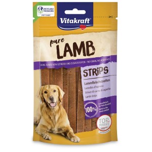 Vitakraft strisce di carne d'agnello per cani, ideale come snack da masticare per premiare.