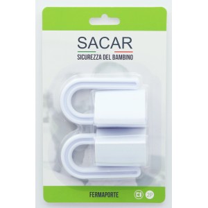 SACAR Fermaporta per camerette, confezione da 2, bianco.