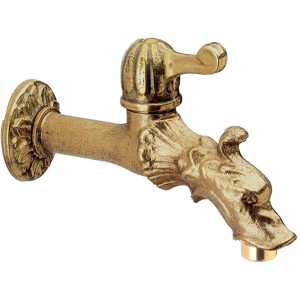 Rubinetto a sfera t.b.t. color oro in stile antico con beccuccio a testa di drago.