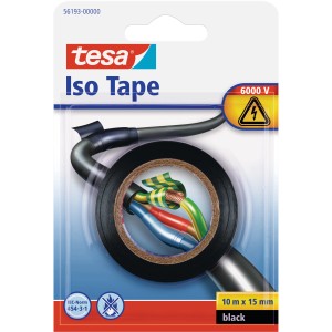 Nastro isolante Tesa, nero, 10m x 15mm, per isolare cavi.